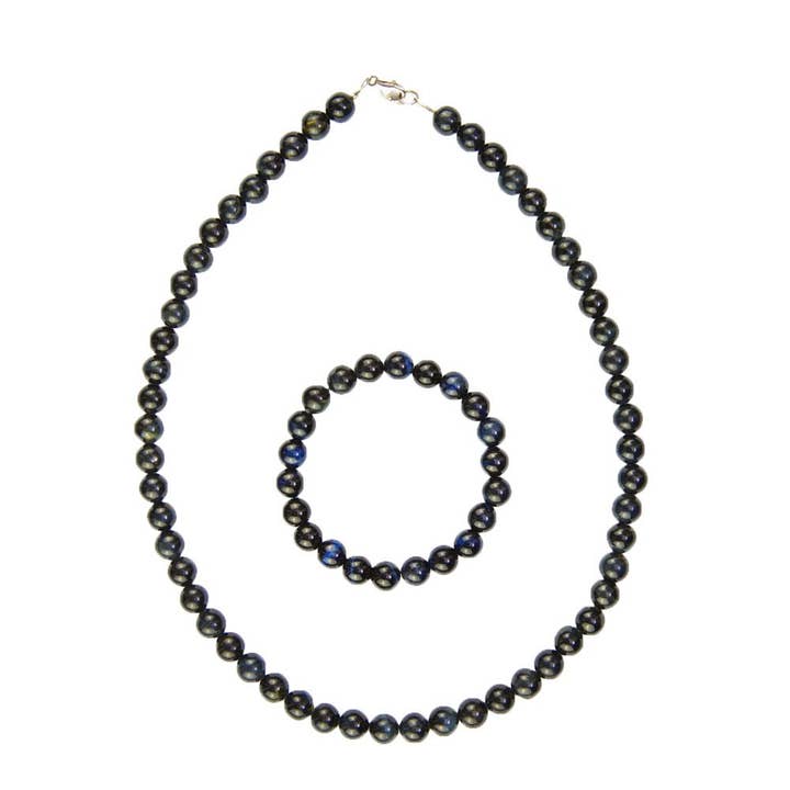 France Mineraux - Wholesale Jewelry Set - Falcon Eye Set - Ball Stones 8mm