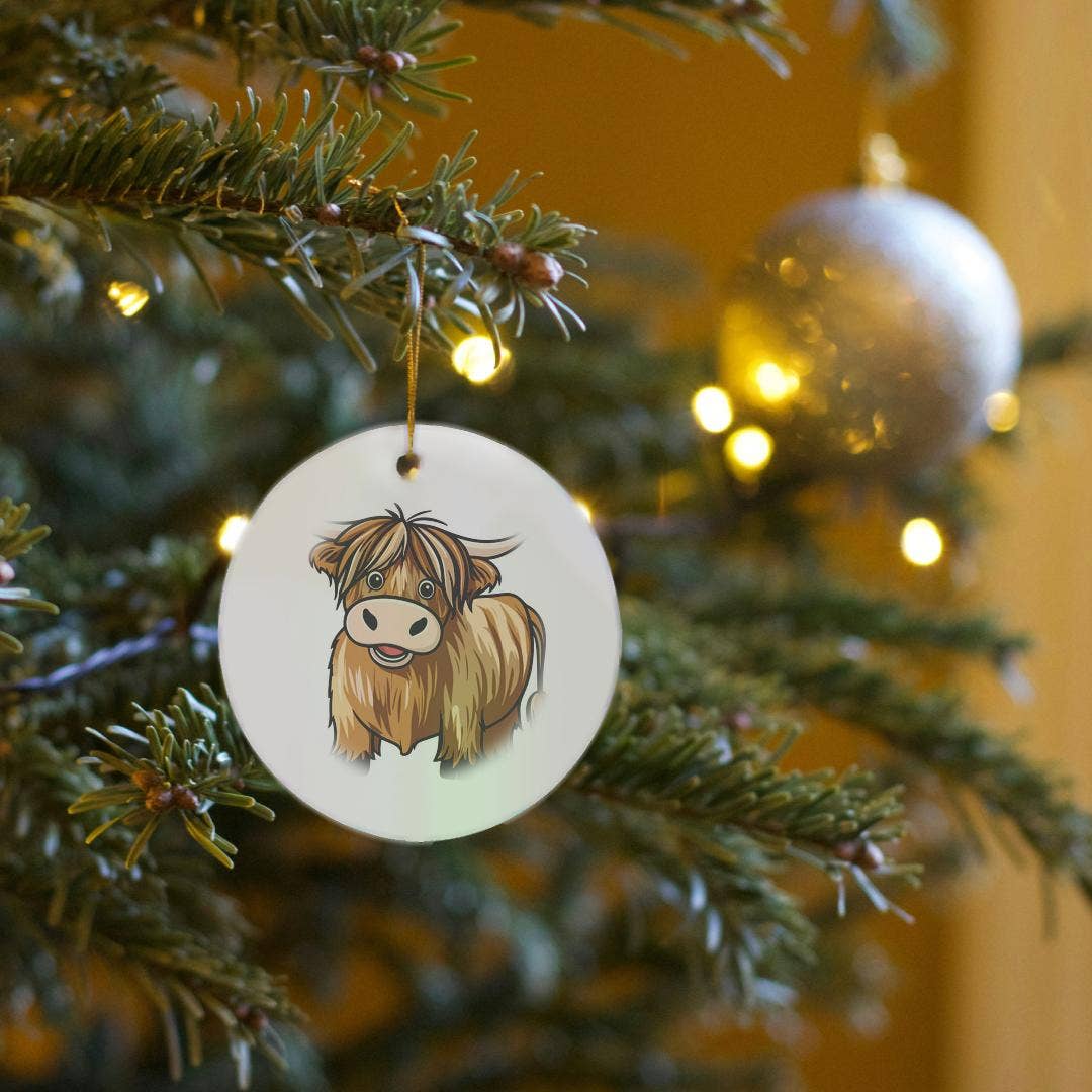 3dRose – Engroshandel Pynt – 3dRose, Sød Højlandskvæg Tegneserie, Ornament6