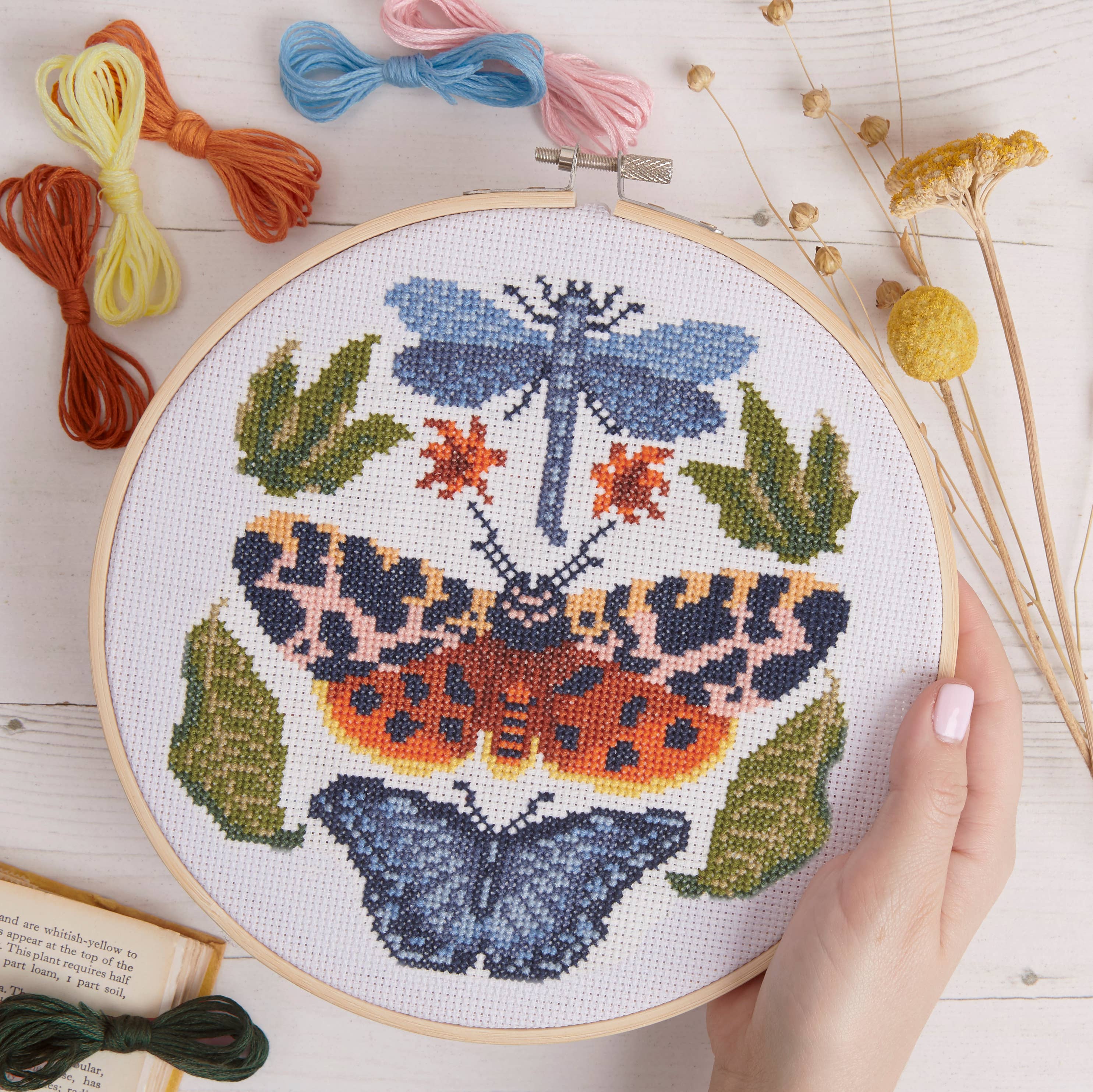 West Design Products - Wholesale Embroidery/Cross Stitch Supplies - RHS Cross Stitch Kit, Garden Tiger Moth 8", Cross Stitch Kit7