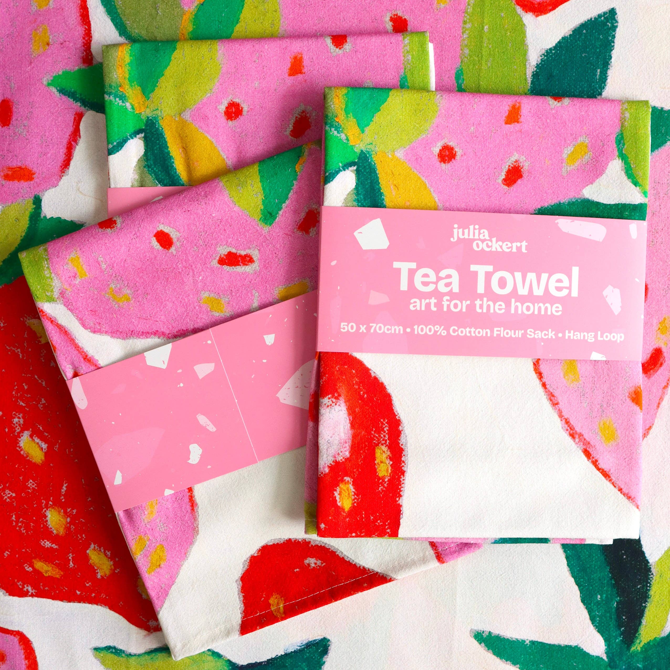 Julia Ockert - Wholesale Tea Towel - Strawberries Tea Towel - Dopamine Decor - Home Decor Gift3