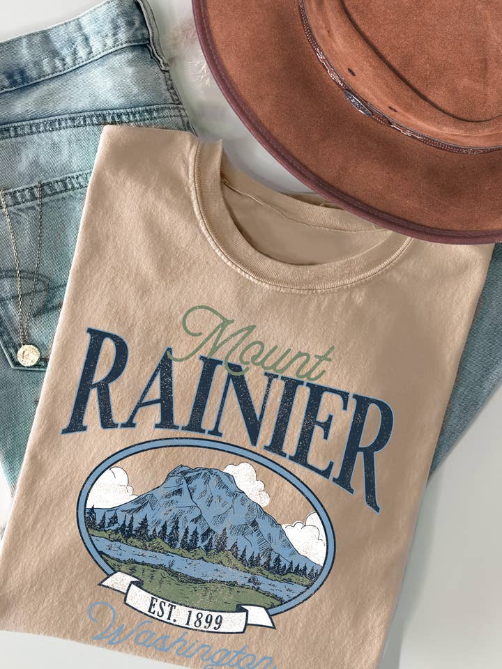 Camiseta de Manga Corta con Estampado Gráfico de Mujer BT2592-T Mount Rainier para venta al por mayor de BouTeeQue Closet