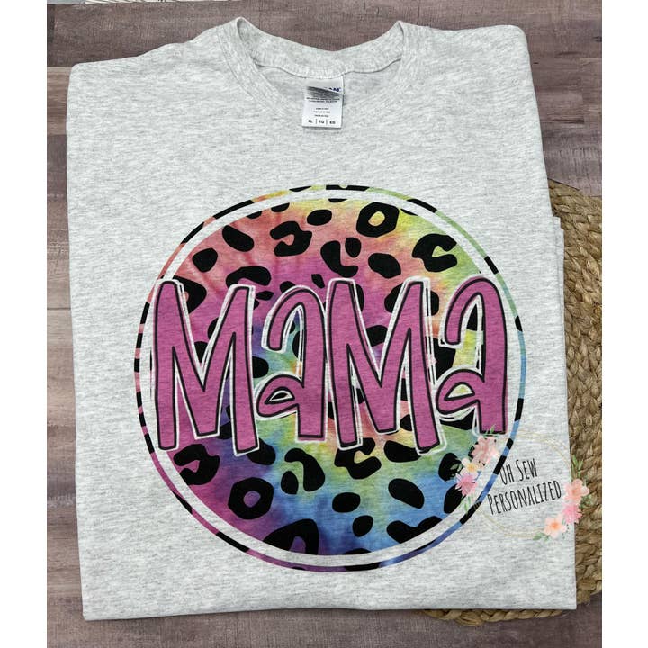 Mama T Shirt - Mama Leopard Tie Dye Shirt for wholesale by Oh Sew Personalized
