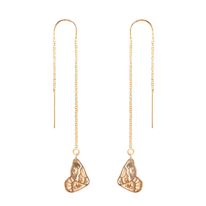 Mineral and Matter - Wholesale Dangle Earrings - Cecropia Moth Wing Threader Earrings Butterfly Earrings0