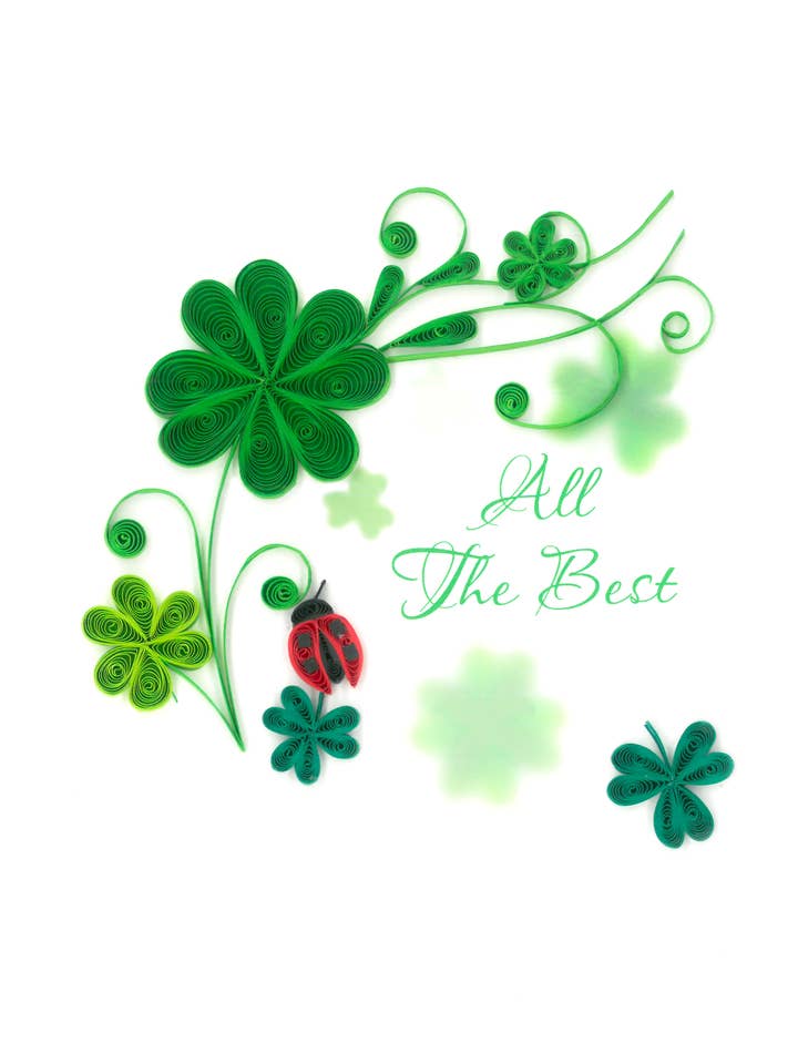 GOOD LUCK GREETING CARD QUILLING ORIGAMO for wholesale by Notes & Queries, Inc.