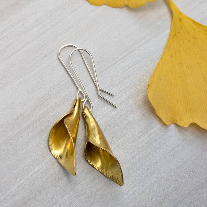 DMG Designs - Wholesale Dangle Earrings - Calla Lily Dangle Earrings | Natural Brass2