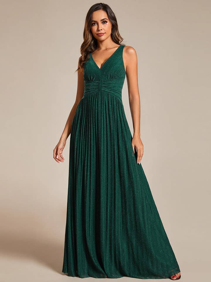 Ever-Pretty - Wholesale Gown - Women's - Glittery Pleated Empire Waist Formal Evening DressEE02133