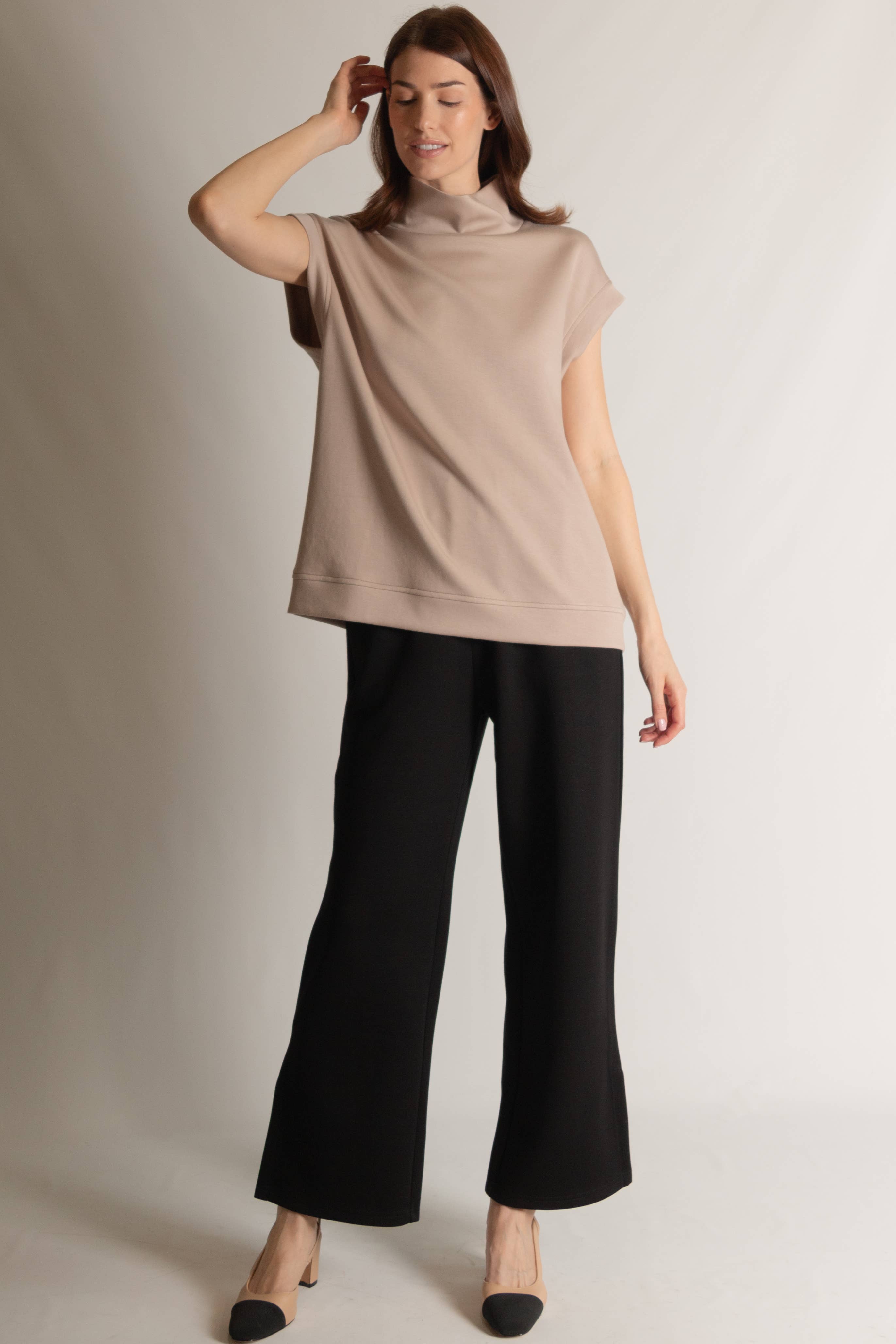 P. CILL - Wholesale Knit Top - Women's - P. CILL Butter Modal Mock Neck Capped Sleeve Top4