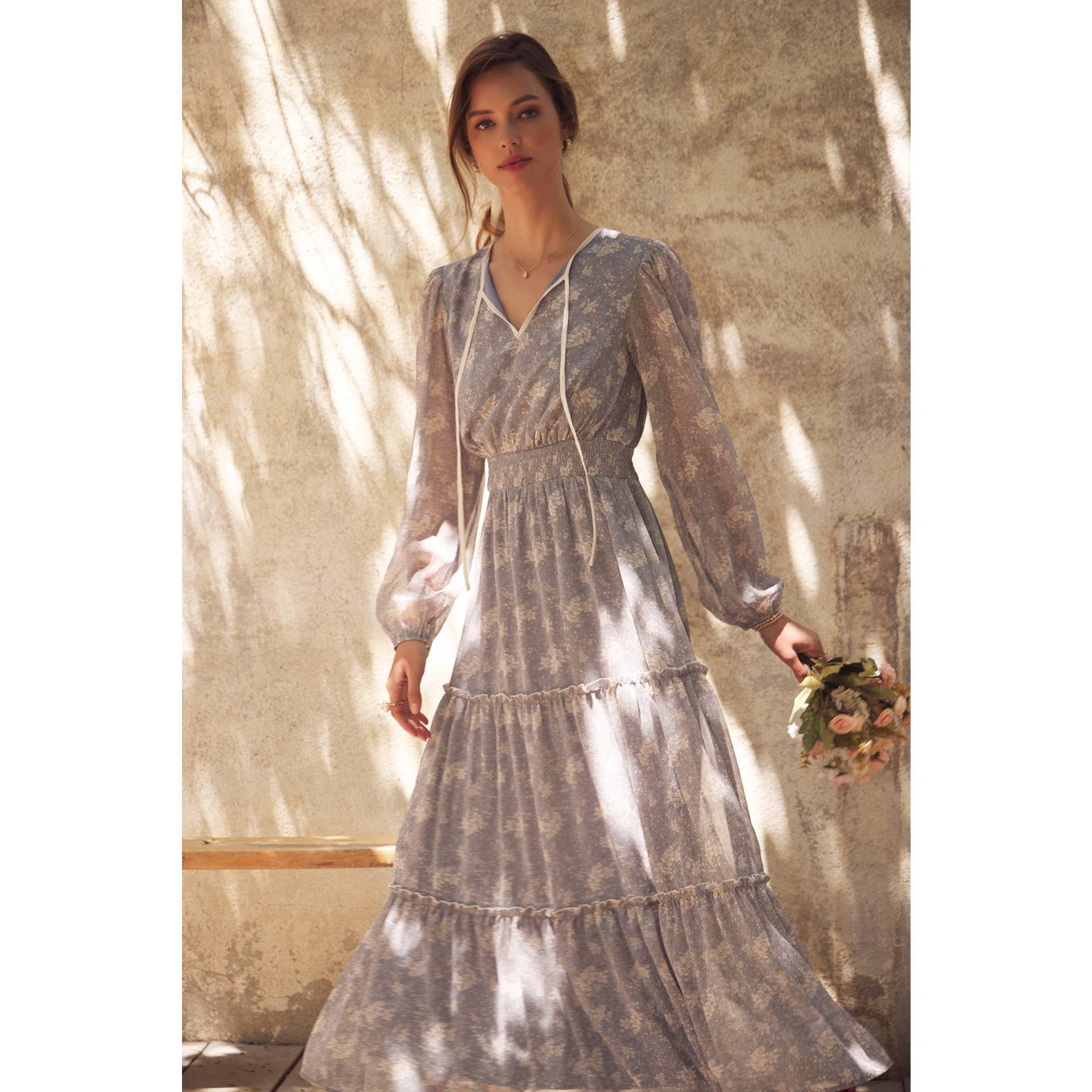 in february - Wholesale Dress - Women's - DELICATE ROMANTIC SHEER FLORAL MAXI DRESS6