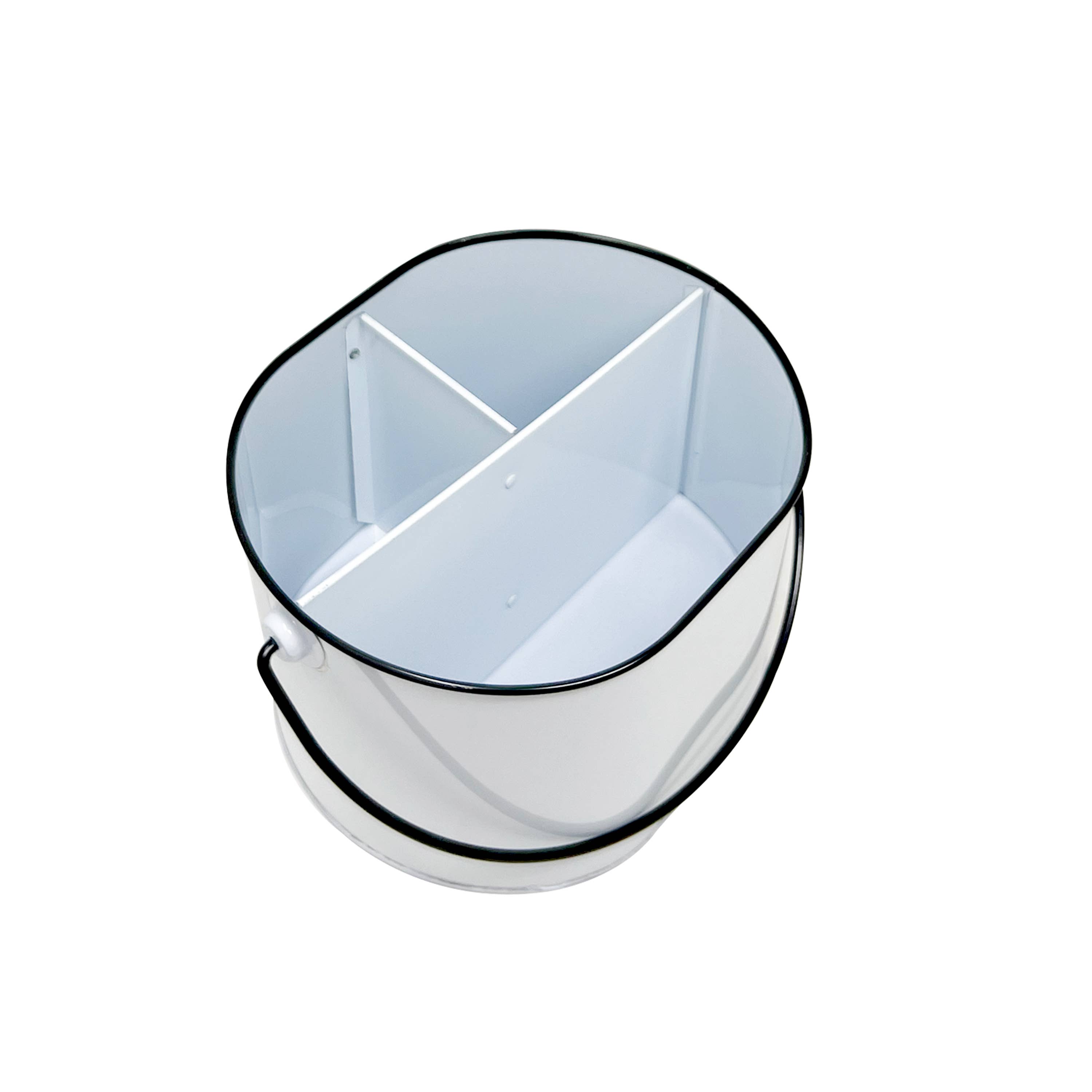 DAHO - Wholesale Basket - White Metal Caddy 3 Compartments Basket with Metal Handle2