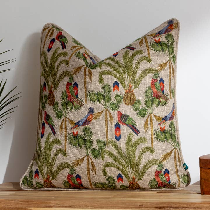 Akamba Palm Trees Cushion Olive for wholesale by Riva Home