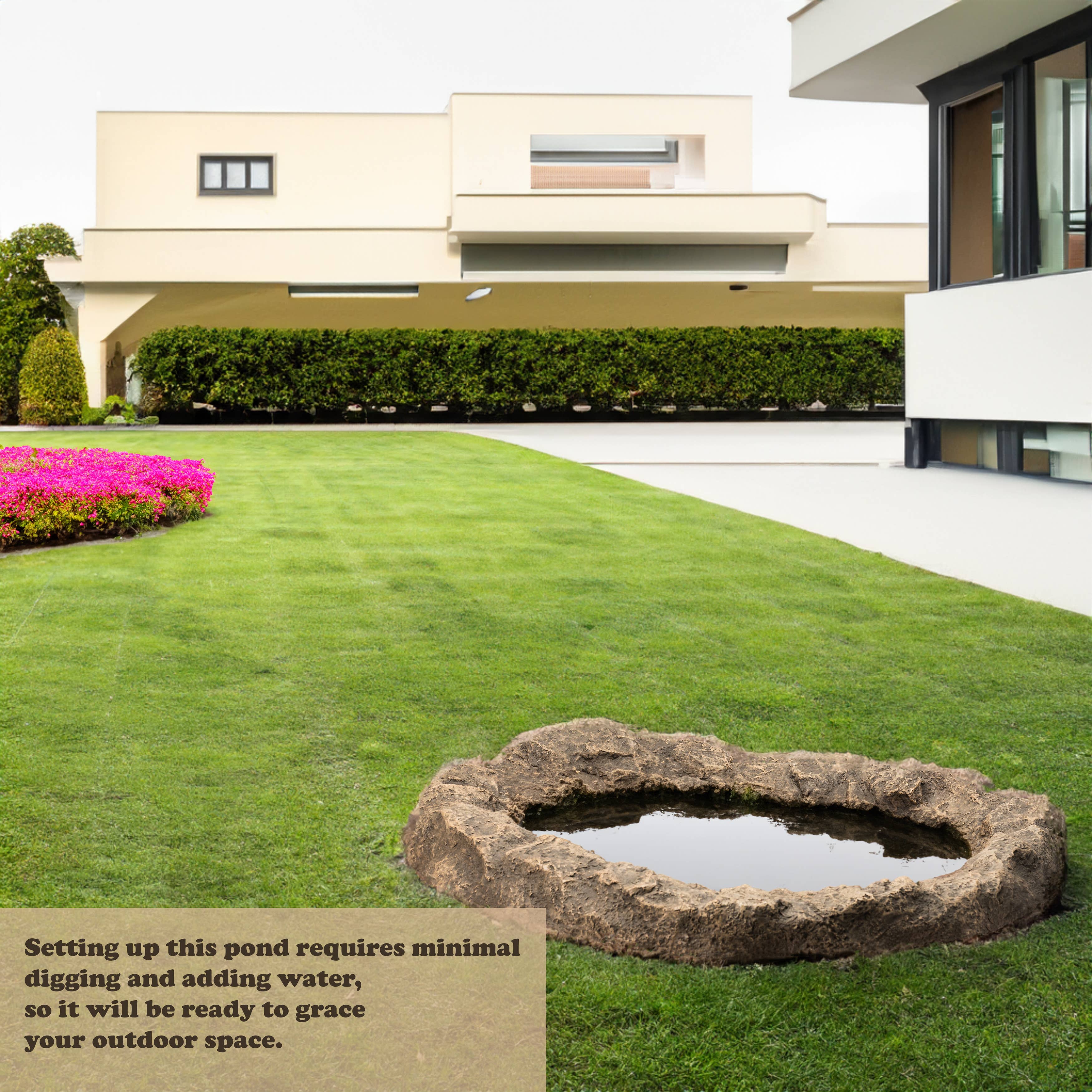 Quickway Imports - Wholesale Outdoor Ornament/Decor - Faux Rock Fiberglass Garden Decorative Water Pond, Sandstone5