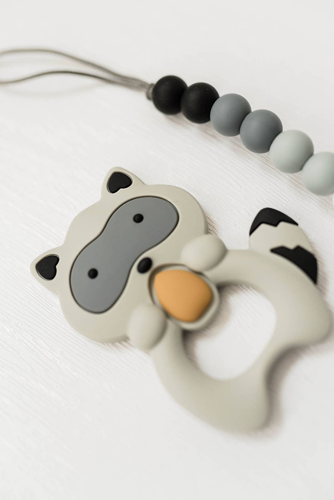 Golden Baby - Vente Anneau de dentition sans clip – bébé - Ensemble de dentition pour raton laveur//Gris2