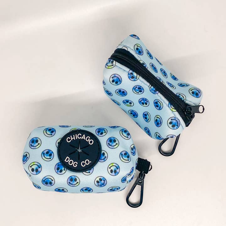 Tie Dye Smiley Poop Bag Holder for wholesale by Chicago Dog Co.