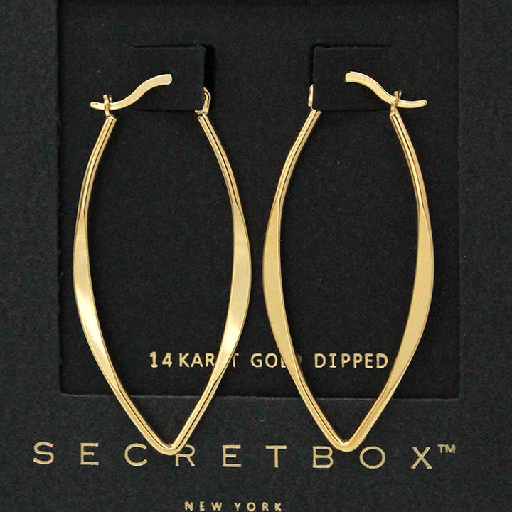 SECRET BOX_14K Gold Dipped Metal Hoop Pin Catch Earrings
for wholesale by Sensibling Corp.