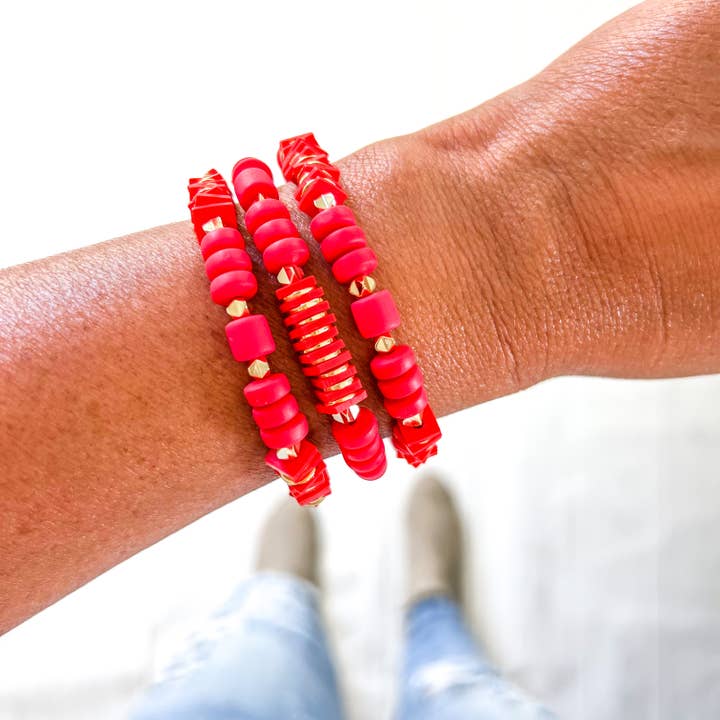 Savvy Bling - Wholesale Jewelry Set - Red Game Day Bracelets &  Necklaces14