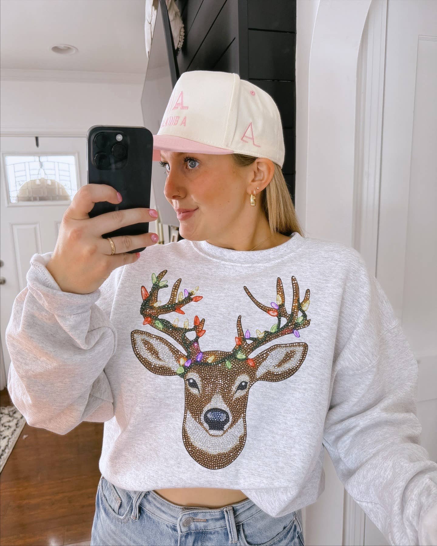 The Walking A - Wholesale Graphic Sweatshirt - Women's - HOLIDAY BEDAZZLED BUCK0
