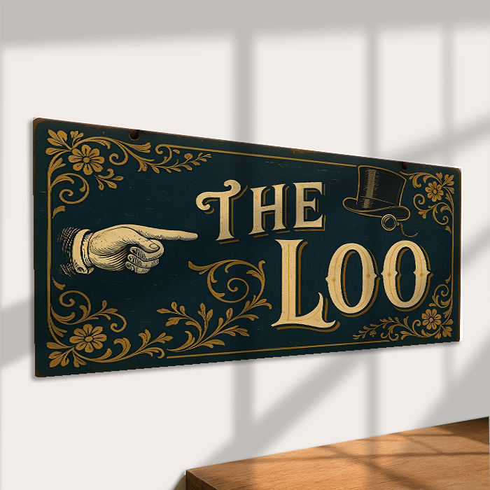 The British Metal Signs Company – wholesale Wall sign – The Loo Metal Sign – Vintage Victorian Bathroom Toilet Arrow2