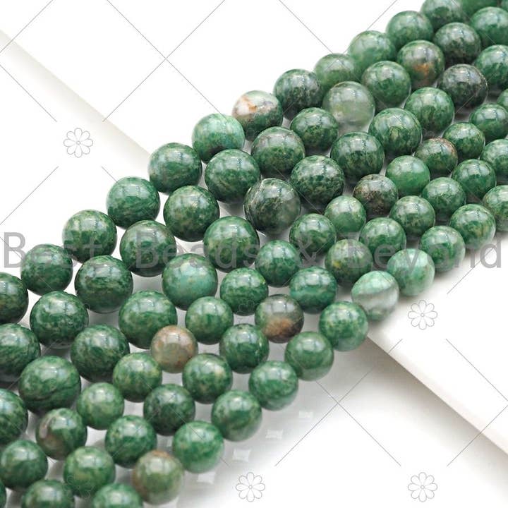 BestBeads&Beyond - Wholesale Beads - Quality Natural African Green Jade Round Smooth Beads,#U1170