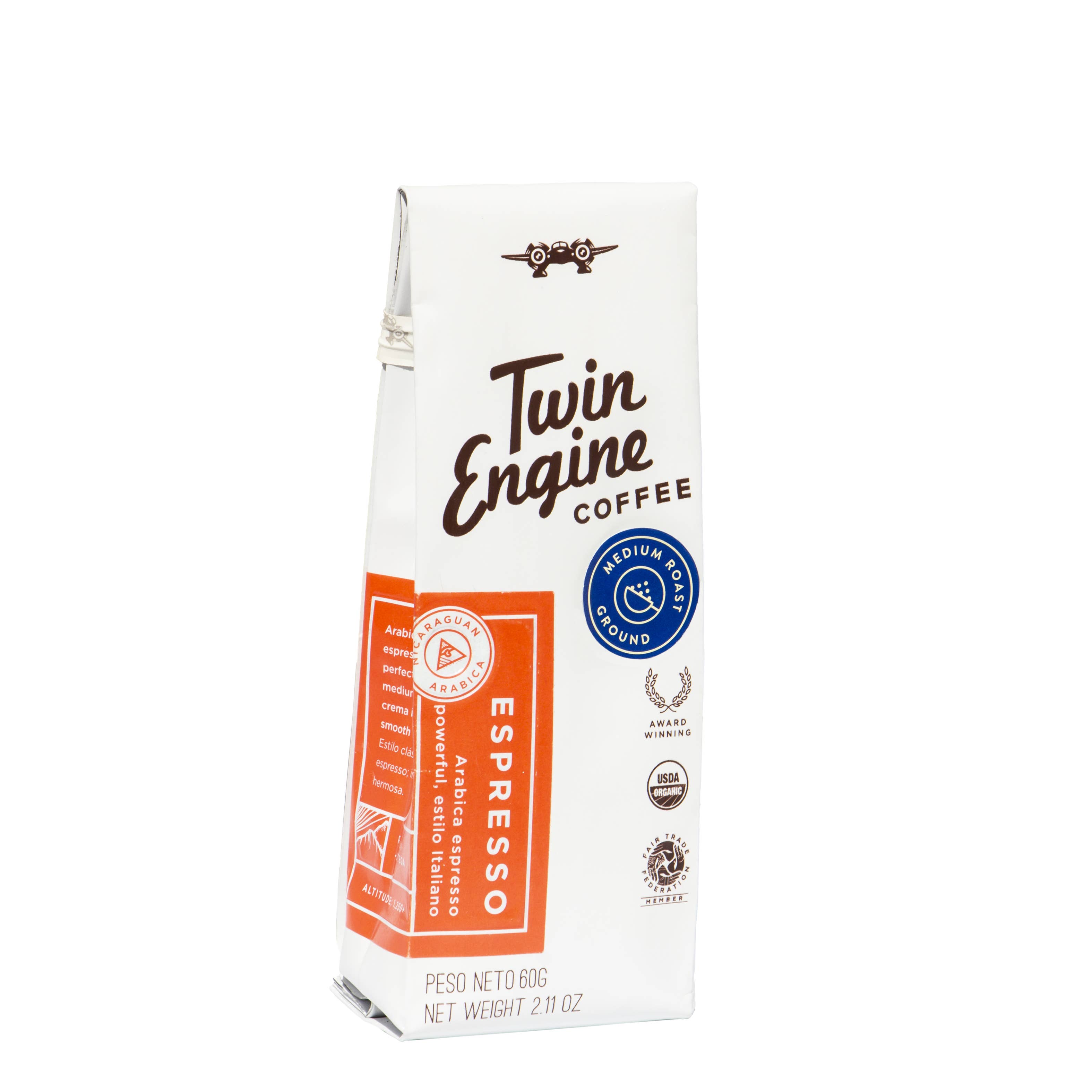 Twin Engine Coffee - Wholesale Ground Coffee - Traveler 1-Pot Organic Specialty Fair Coffee / Espresso1