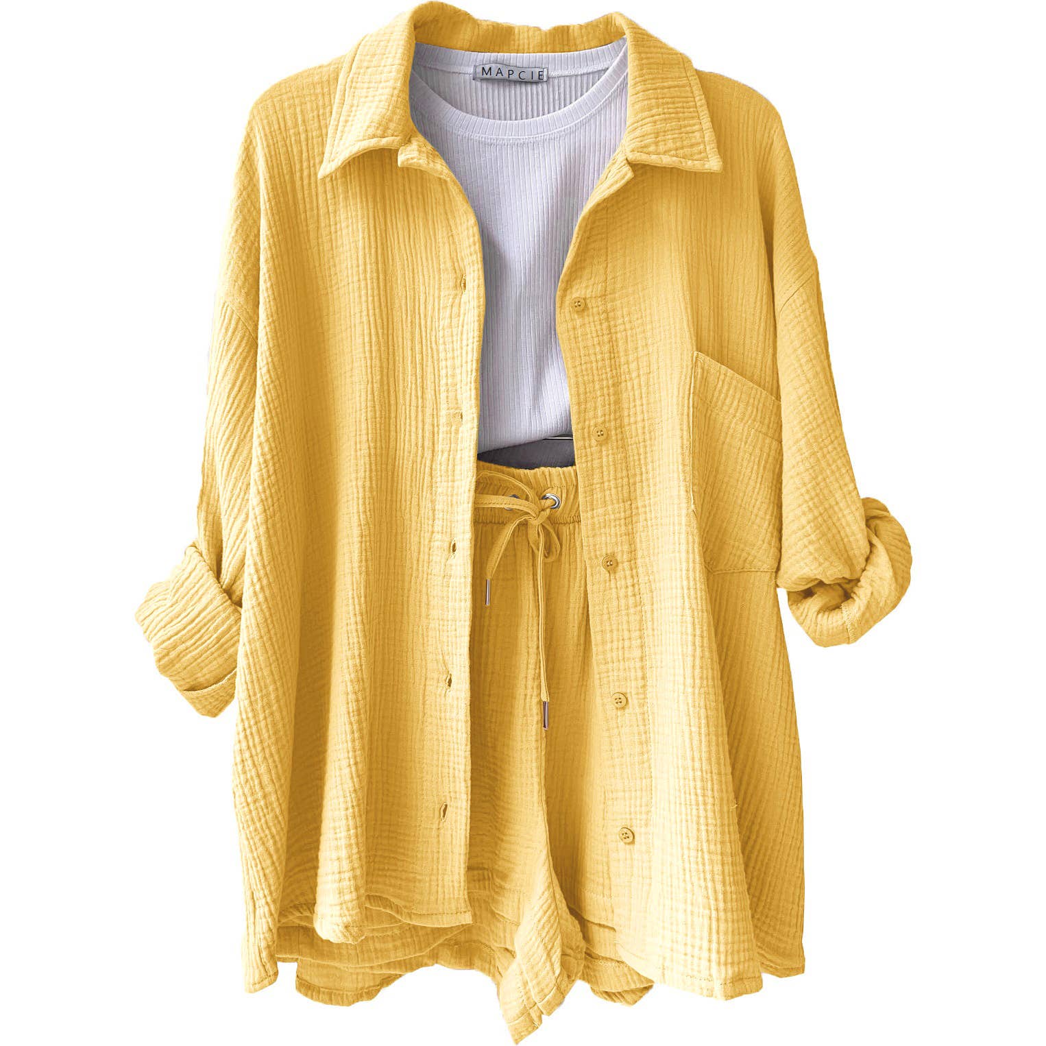 Mapcie – wholesale Top & short set (NOT loungewear) – Women’s – LONG SLEEVE WITH SHORT BUTTON DOWN SET6