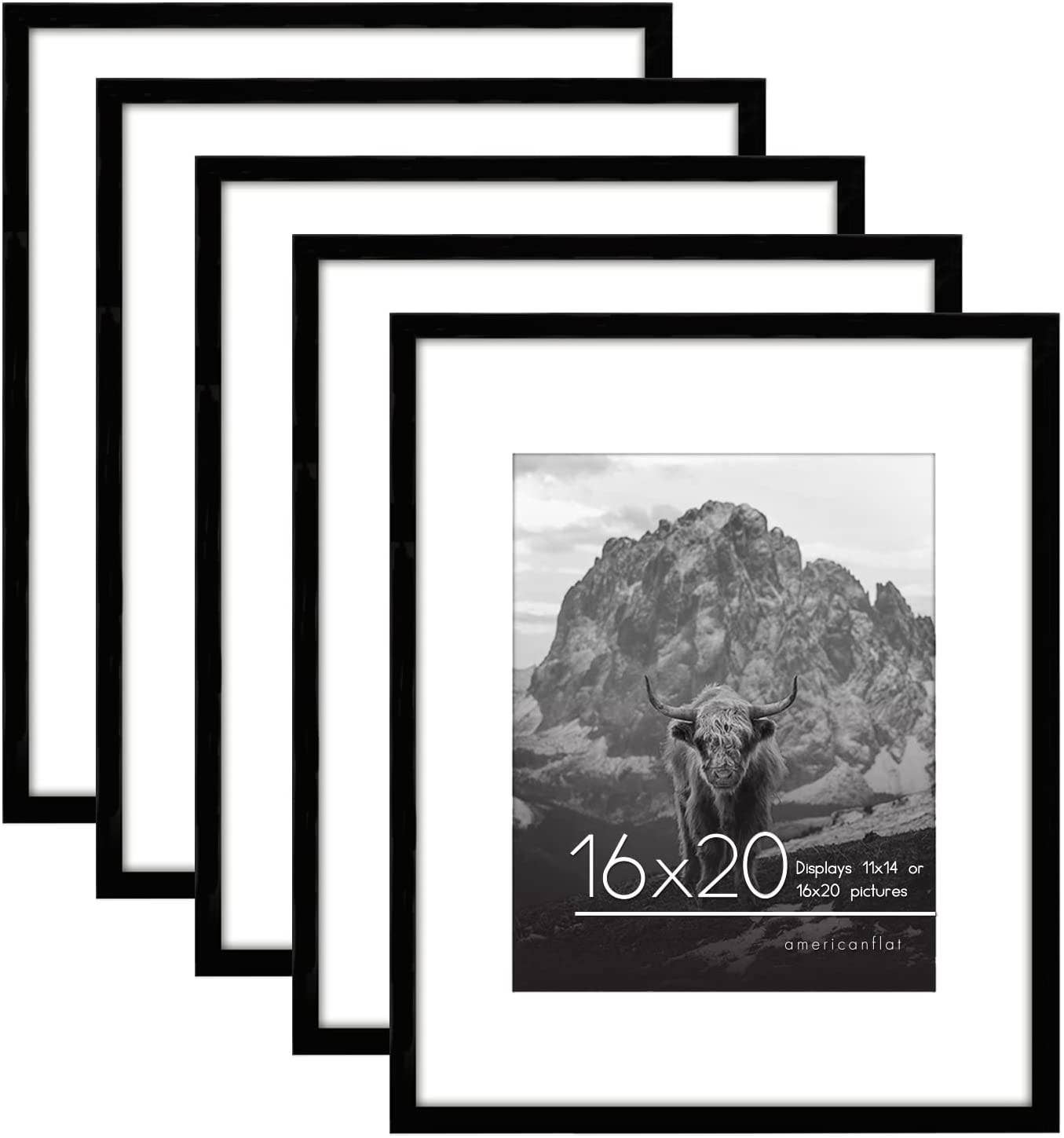 Americanflat - Wholesale Picture Frame - Americanflat Picture Frame with Mat Slim Molding (5 Pack)144