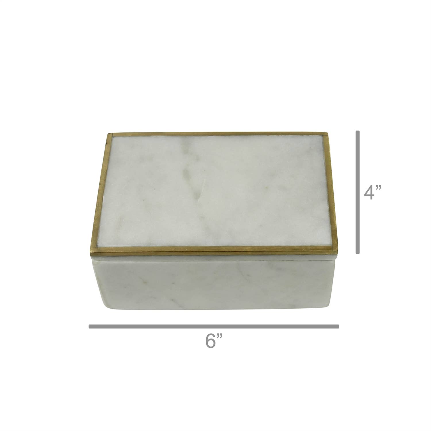 White Gold Loren Box with Brass Edge, Marble for wholesale on Faire2