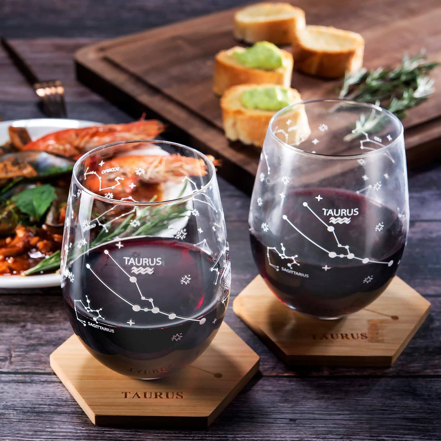 The Wine Savant /  Khen Glassware – wholesale Wine glass – Zodiac Wine Glass & Coaster Set (Taurus) 3