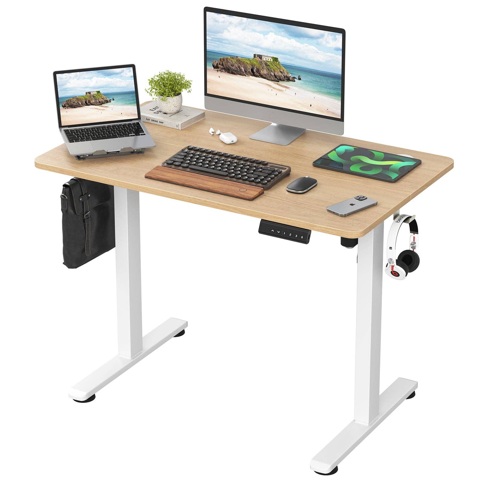 39F Inc. - Wholesale Desk Set - STARY Electric Standing Desk 40.55"x24" ,Natural1