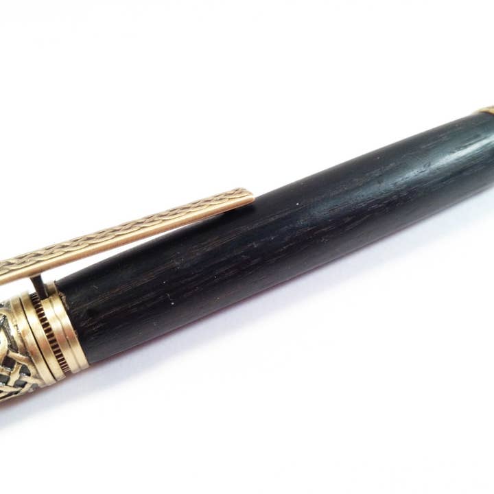 Irish handmade gift pen in Bog oak for wholesale by Bog and Brass