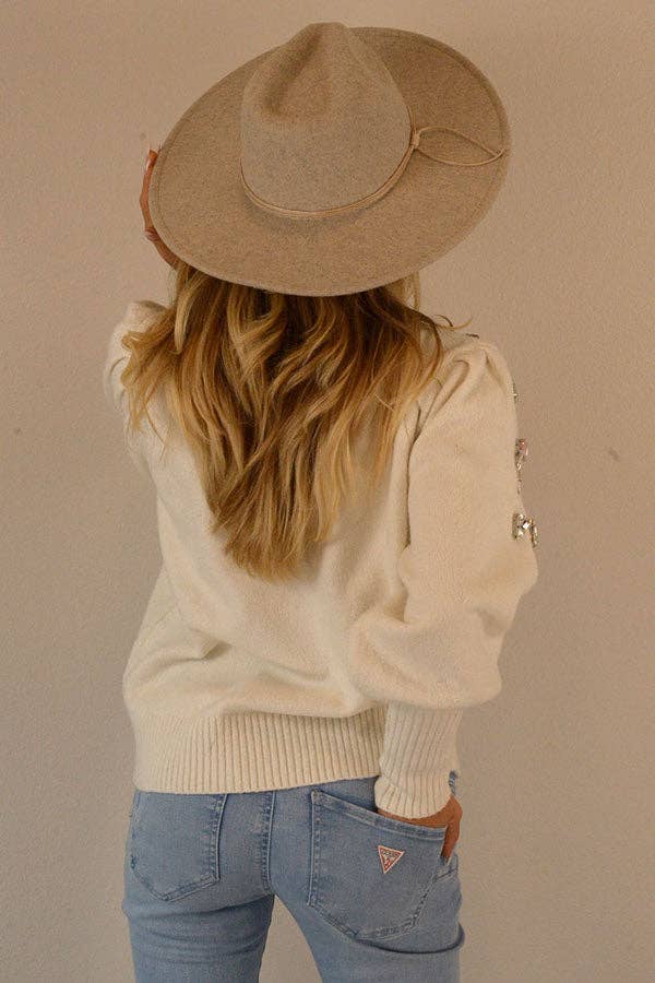 Ambiente - Wholesale Knit Sweater - Women's - HOLIDAY CRYSTAL APPLIQUES SWEATER - W2309JO730498