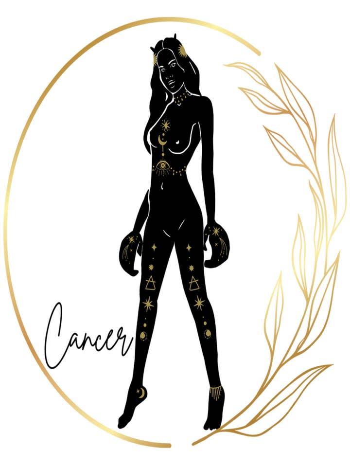 CANCER GOLD LEAF TIERKREISZEICHEN MÄDCHEN 8x10 KUNSTDRUCK für den Großhandel von Soraya Moon Co.