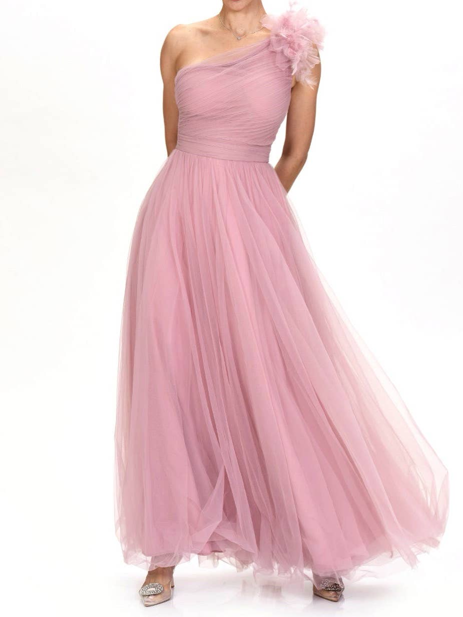 Victoria Moda - Wholesale Gown - Women's - Asymmetric tulle party dress with slit5