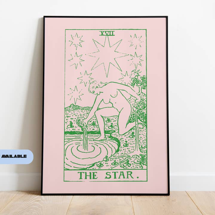 Aquarius The Star Tarot Card Art Print for wholesale by whatmabeldid