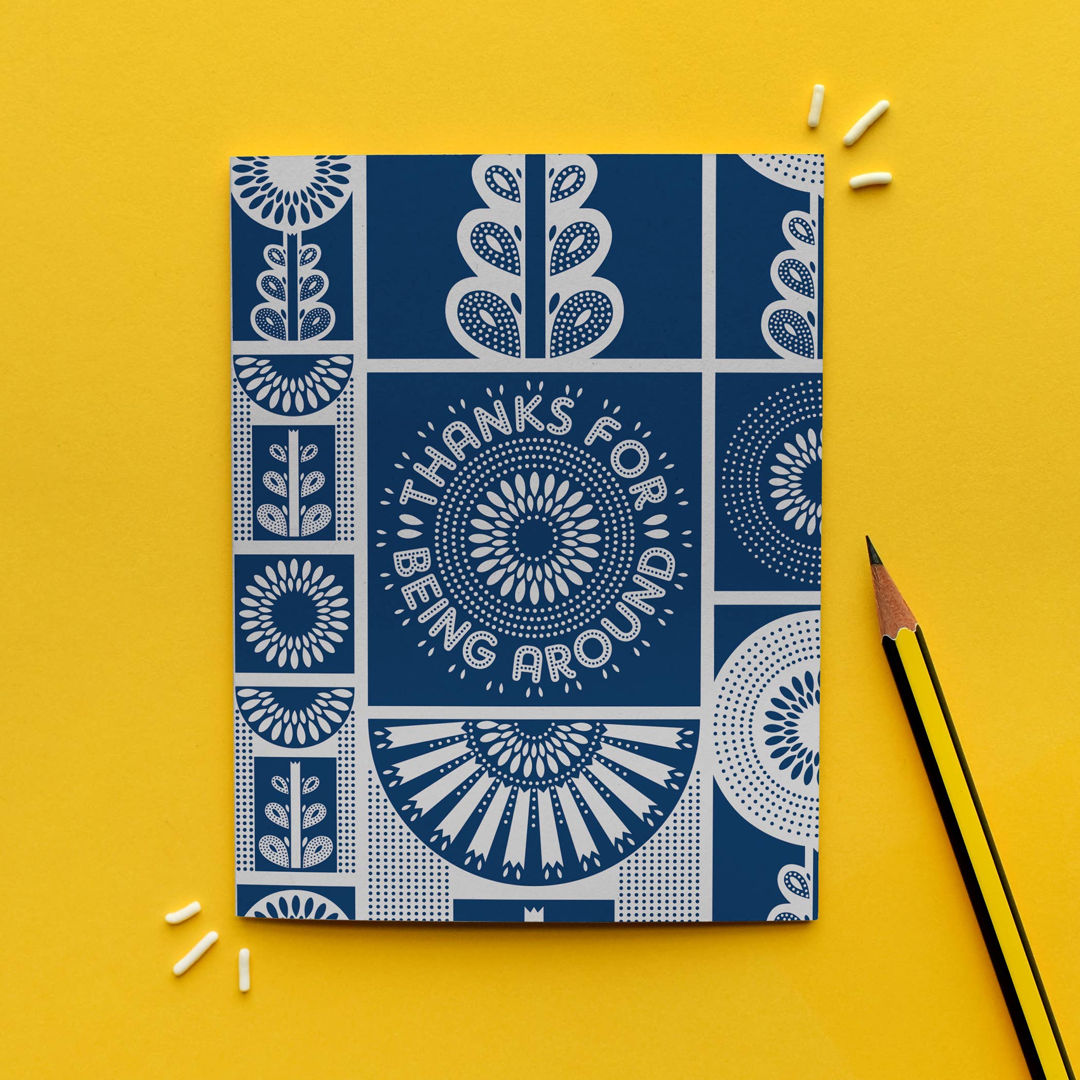 MASU - Wholesale Flat Wrap - Blue Flower Folk Art Recycled Wrapping Paper Sheet7