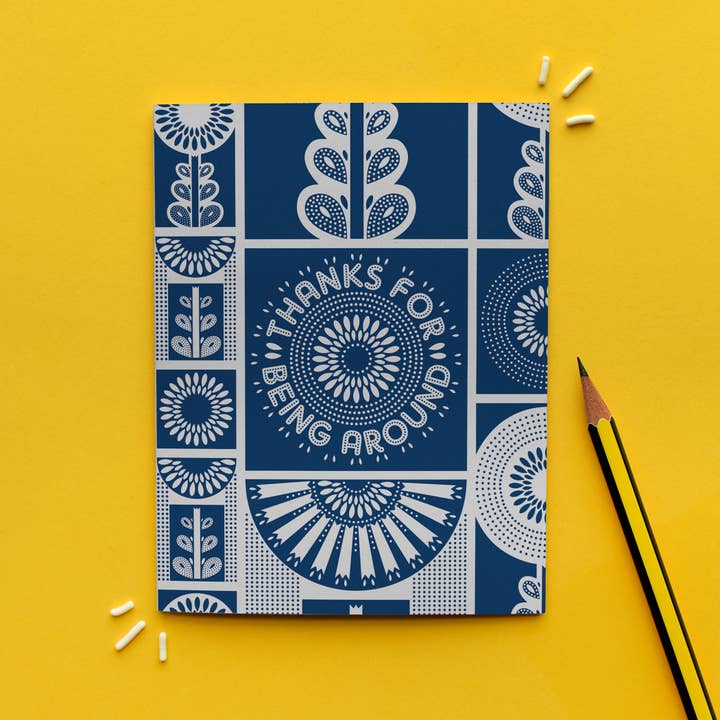 MASU - Wholesale Flat Wrap - Blue Flower Folk Art Recycled Wrapping Paper Sheet7