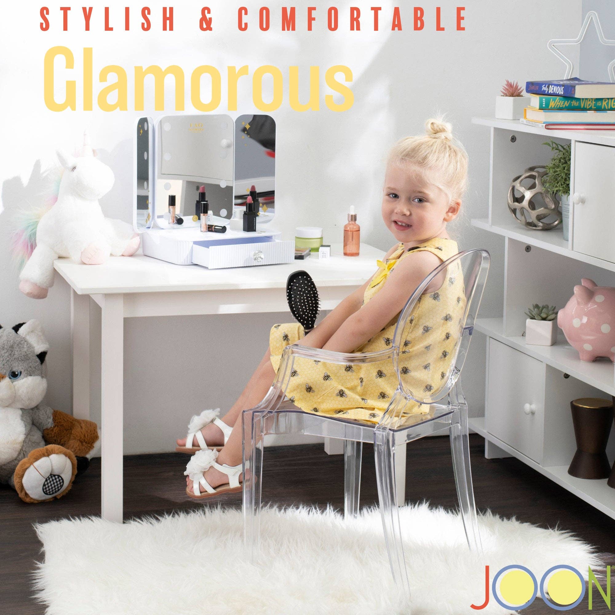 ShopBobbys - Wholesale Chair - Kids - JOON 2 Pack Kids Ghost Chairs with Armrest, 25x13x14.5 Inches, Transparent0