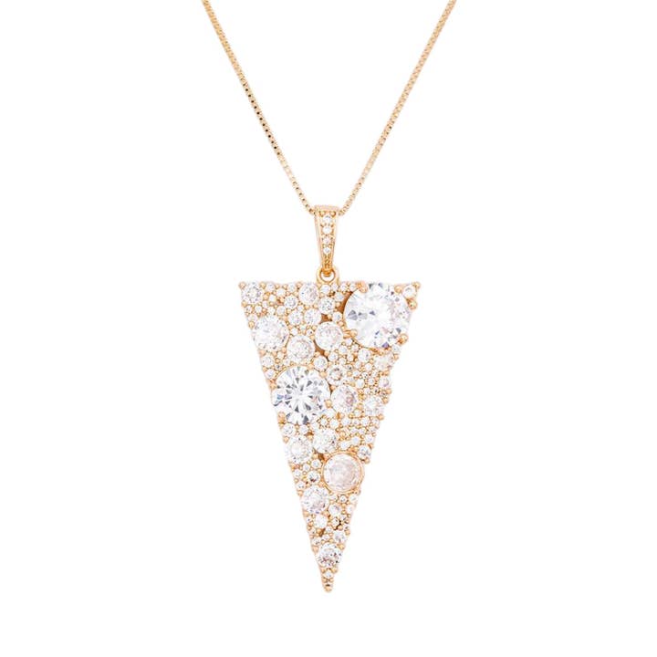 Cubic Zirconia Triangle Pendant Necklace for wholesale by LA Jewelry Plaza
