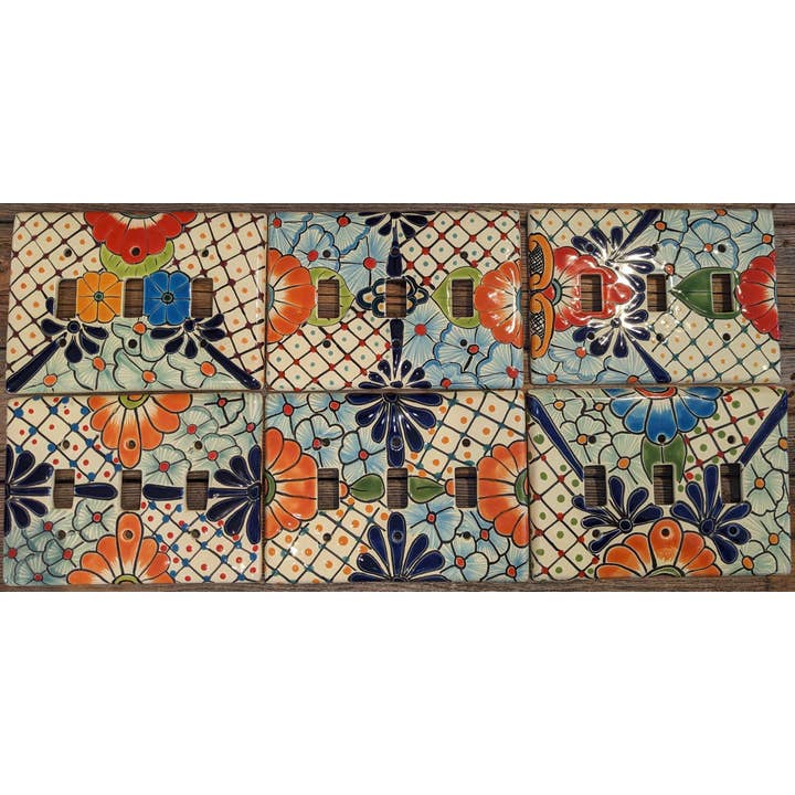 Camino TX - Wholesale Light Switch Cover/Plate - Talavera Triple Toggle Light Switch Plate1