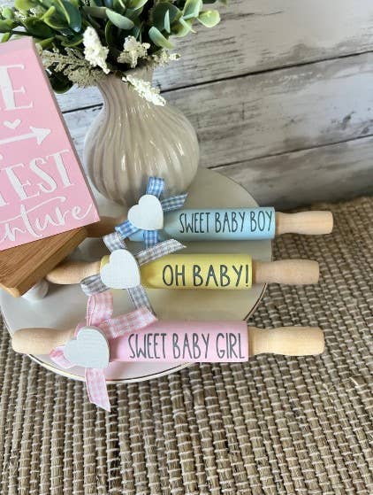 AH Designs 15 - Wholesale Decorative Tabletop Object - 7'' Baby tiered tray decor, mini rolling pin for tiered tray1