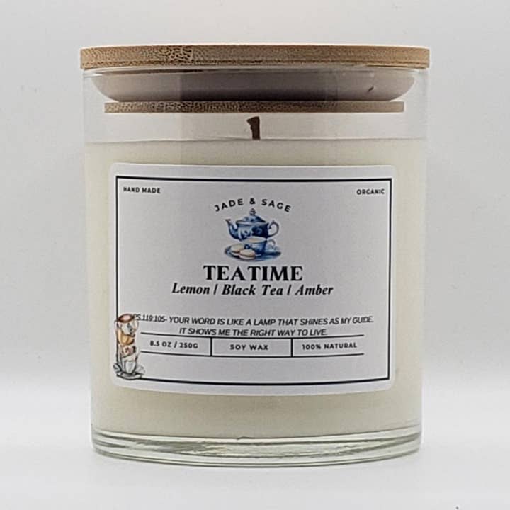 TEATIME SOY 8.5 OZ. CANDLE for wholesale by Jade & Sage LLC