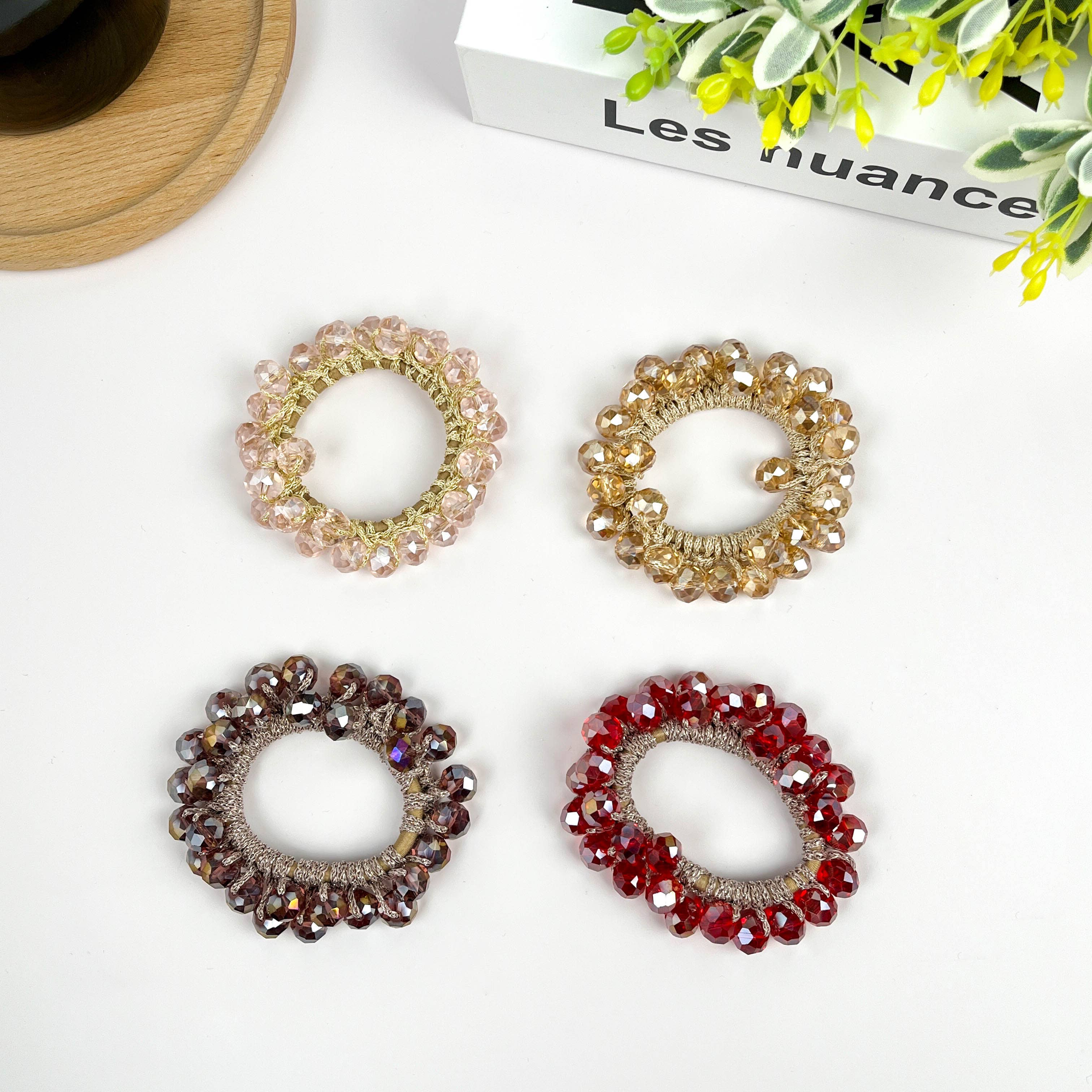 TheDivaSoap - Vente Élastique à cheveux - Élastique à cheveux en cristal élégant, bracelet en strass9