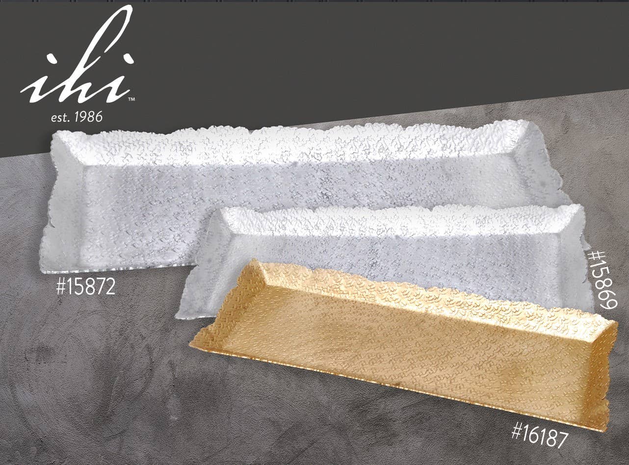 India Handicrafts Inc - Wholesale Serving Tray - Silver Hammered Cutting Tray - Rectangular Shape3