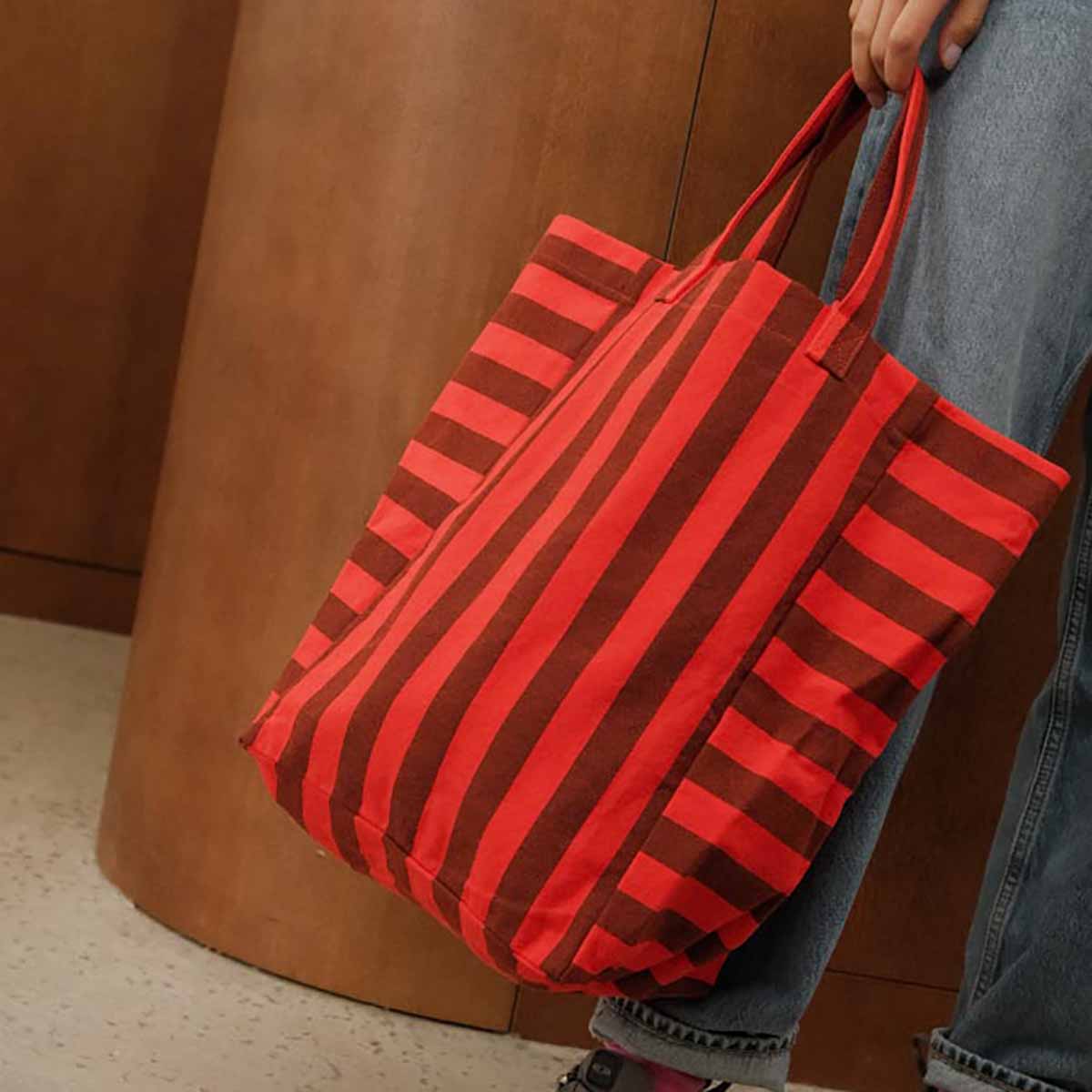 Rose in April - Wholesale Tote Bag - Women's - ELISABETH TOTE BAG STRIPES BROWN/ TOMATO3