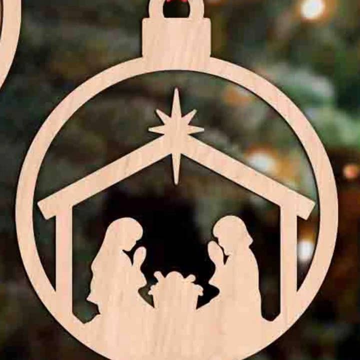Nativity Scene Laser Cut Ornament for wholesale by Little Country Cottage LLC
