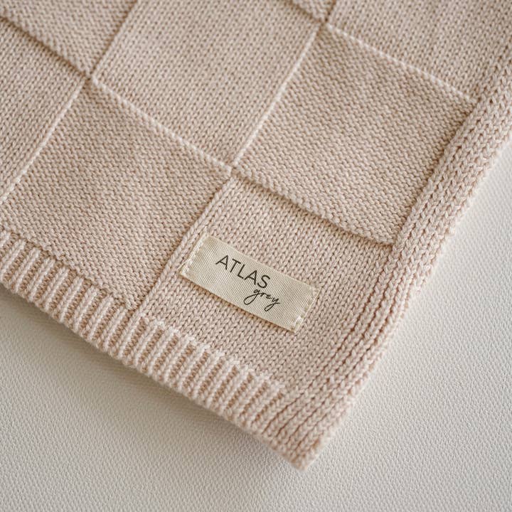 Atlas Grey - Wholesale Bedding Blanket - Kids & Baby - Organic Checkered Knit Blanket