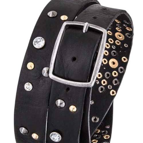 Mix Studs Distress Leather Belt for wholesale by Rope & Spurs