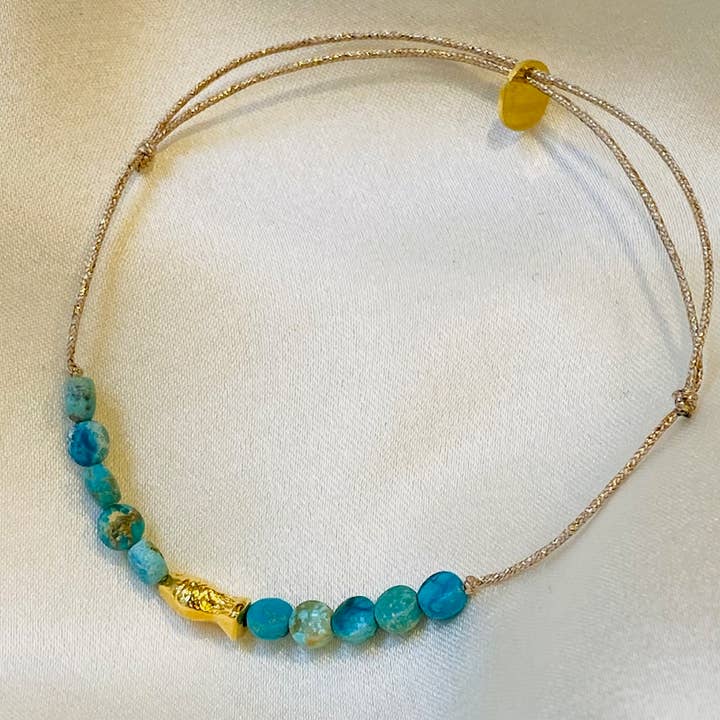 LITTLE CREEK ARMBAND, turkos & guldfiskpläterad (BCA36) för wholesale av Sophie Deschamps Bijoux