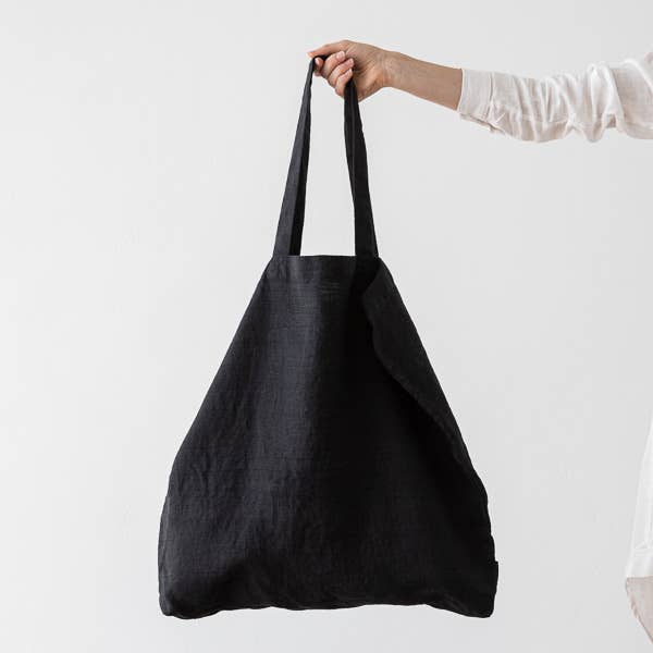 Linen Shopping Bag Black Terra for wholesale by LinenMe