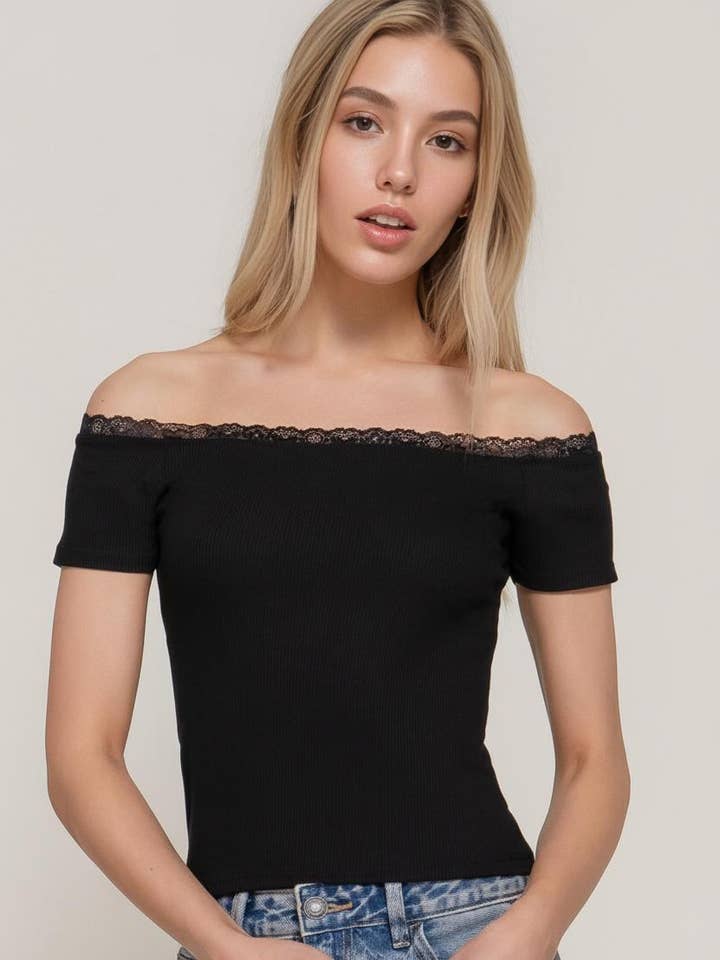 .0109 Off The Shoulder Blondebeskåret Striktop SI-27989 for engroshandel hos 42POPS