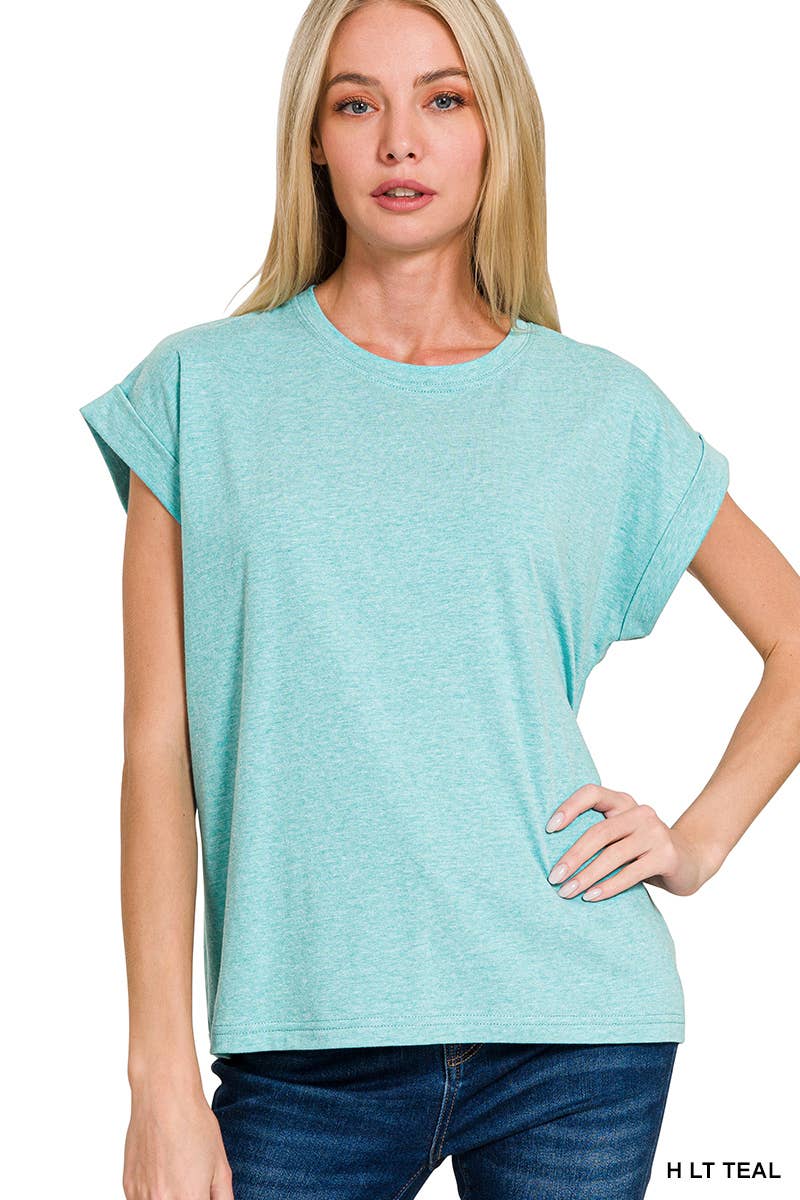 42POPS - Wholesale T-Shirt - Women's - `.Round Neck Folded Short Sleeve T Shirt46